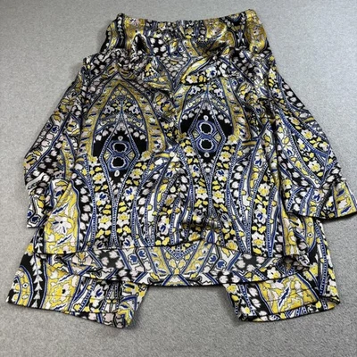 Conjunto de pijama Natori para mujer grande negro amarillo cachemir 2 piezas ropa de dormir salón Foto 1 de 4