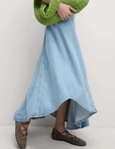 Marks & Spencer Womens Blue Cotton Maxi A Line Skirt - M&S - Picture 1 of 12