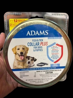 Adams Flea & Tick Collar Plus Dogs & Puppies (2) 12 Mth Protection - Image 1 of 2