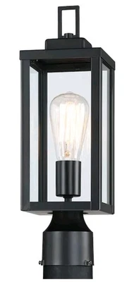 Hukoro 黑色户外灯柱灯套件头带透明玻璃灯罩 [131] — 第 1/4 张图片