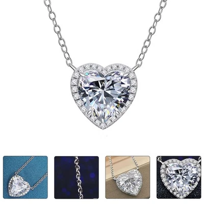 Heart Necklace Sparkling Pendant Collane Collana Cuore Elegante - Immagine 1 di 4