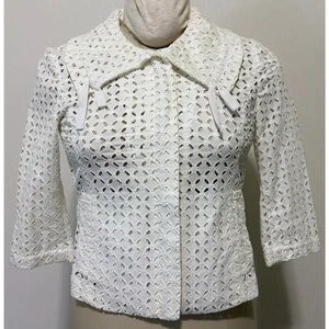 Ann Taylor Loft NWT Eyelet Lace Crochet Jacket Full Zipper Size 0P Petite $90 - Picture 1 of 4