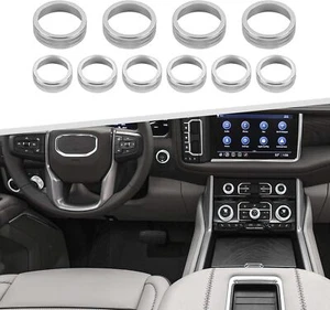 10PCS Center Console Radio Switch Trim For Chevy Silverado/GMC-SIERRA 19+ Silver - Picture 1 of 14