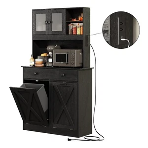 20 Gal Double Tilt Out Trash Can Cabinet Kitchen Storage Laundry Sorter Cabinet - Picture 1 of 8