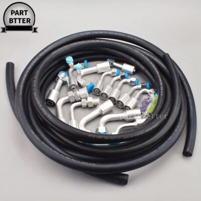 A/C Air Conditioning Ext Length Hoses & Fittings & O-rings Kit Universal - Image 1 of 4