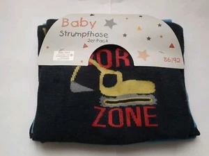 2x Krabbelstrumpfhose Baby Kinder Strumpfhose blau+ schwarz Bagger/Ball 86/92 - Bild 1 von 2
