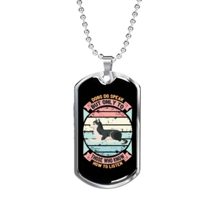 Dogs Do Speak Siberian Necklace Stainless Steel or 18k Gold Dog Tag 24" Chain - Picture 1 of 15