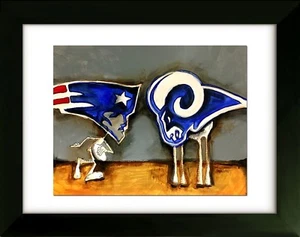 Original Drawing with Frame - Super Bowl LIII - Art by SLAZO - 16x20 - Picture 1 of 3