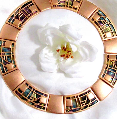 Vtg Rare Runway Book Pc 'Stained Glass' MONET GP "All That Jazz" Necklace Deco - Image 1 of 4