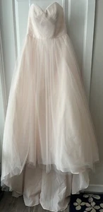 New NWOT David’s Bridal Strapless Blush/Whisper Pink Wedding Dress 10 - Picture 1 of 12