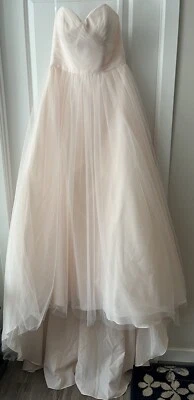 New NWOT David’s Bridal Strapless Blush/Whisper Pink Wedding Dress 10 - Image 1 of 4