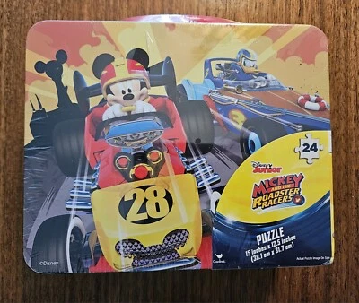 Metal Box With Disney Junior Mickey And The Roadster Racers 24 Piece Puzzle - Image 1 of 4