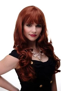 Perruque pour Femme Rouge Auburn Cuivre Ondulés Frange Longue Lisse 285-130 - Photo 1/8