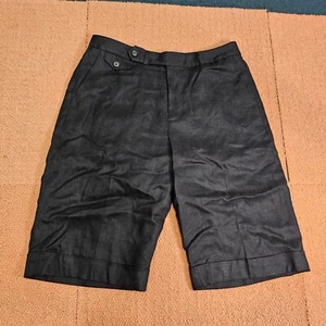 NEW LRL Lauren Ralph Lauren Womens 10 Bermuda Shorts summer Black 100% Linen T1a - Picture 1 of 11