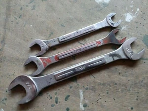 Lot of 3 TRW FORGED USA Double Open End Wrench Set 7/16" 1/2" 9/16" 11/16" 3/4" - Picture 1 of 6