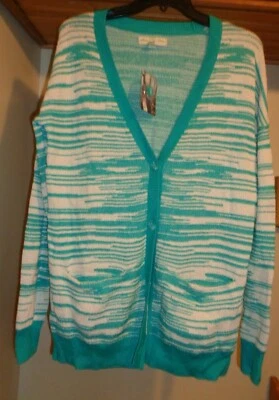 SUÉTER CÁRDIGAN STARING AT STARS MEZCLA ALGODÓN TURQUESA/BLANCO NUEVO CON ETIQUETAS TALLA L Foto 1 de 4