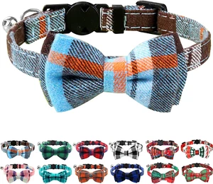 Upgraded Cat Collar with Bells, Breakaway Cat Collars with Bow Tie, 1 Pack Girl - Picture 1 of 12