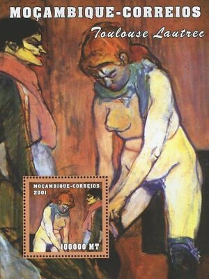Famous Painter Toulouse Lautrec Art Souvenir Sheet MNH - Image 1 of 2