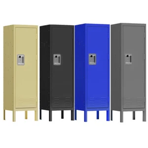 2 Tiers Metal Locker Cabinet Storage Organizer Wardrobe For Office School Gym EN - Picture 1 of 56