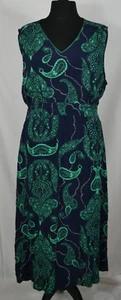 1.2.3. PARIS Traumhaftes Viskose Kleid Blau/Grün mit Bindegürtel Größe 44/46 TOP - Bild 1 von 14