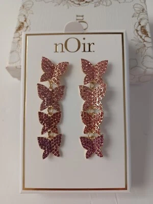 Pendientes mariposa pedrería rosa negro Foto 1 de 4