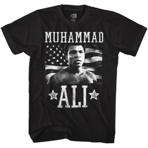 Muhammad Ali Black & White American Flag Heavyweight Champion Men's T Shirt - Picture 1 of 5