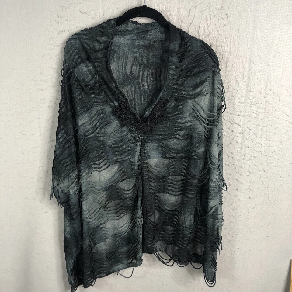 Poncho de malla negro para mujer talla única 3D desgastado caprichoso oscuro hada grunge Foto 1 de 4