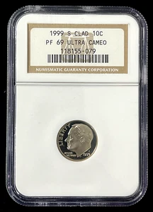 1999-S Proof Roosevelt Dime 10c NGC PF 69 Ultra Cameo-(bin766L) - Picture 1 of 2