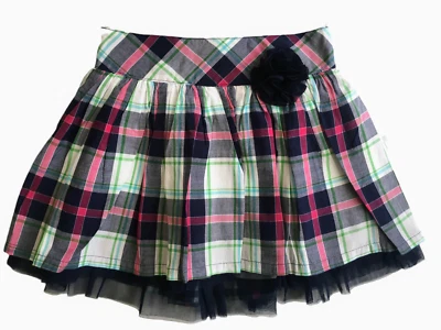 Falda Cherokee Niña Cuadros Multicolor Azul Tul Flor/Volantes Talla 6/6x Foto 1 de 4