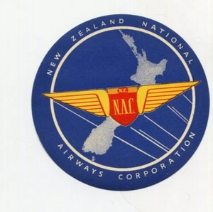 Vintage Airline Luggage Label NAC NEW ZEALAND NATIONAL AIRWAYS  - Bild 1 von 2