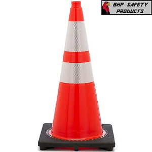 28" INCH ORANGE SAFETY TRAFFIC CONE W/ 3M REFLECTIVE COLLARS JBC REVOLUTION - Picture 1 of 6