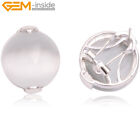 Coin Low Silver Stud Omega Back Sandstone Jade Jewelry Earrings Studs Gift