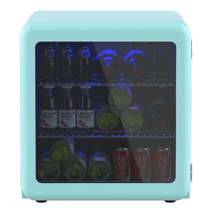 Mini Bar Fridge Portable Small Glass Door Beverage Refrigerator Cooler 46L Green - Picture 1 of 12