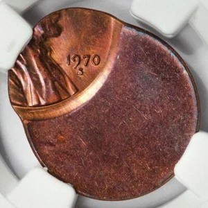 1970 S NGC MS65 RB 60% Off Center Lincoln Cent Mint Error - Picture 1 of 4