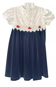 Vintage Brooke Lindsay Mädchen Kleid 4T grün Samt weiß Damast besonderer Anlass - Bild 1 von 7