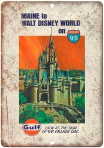 Gulf Motor Oil Maine nach Disney Fahrplan Cover Reproduktion Blechschild A141 - Bild 1 von 2