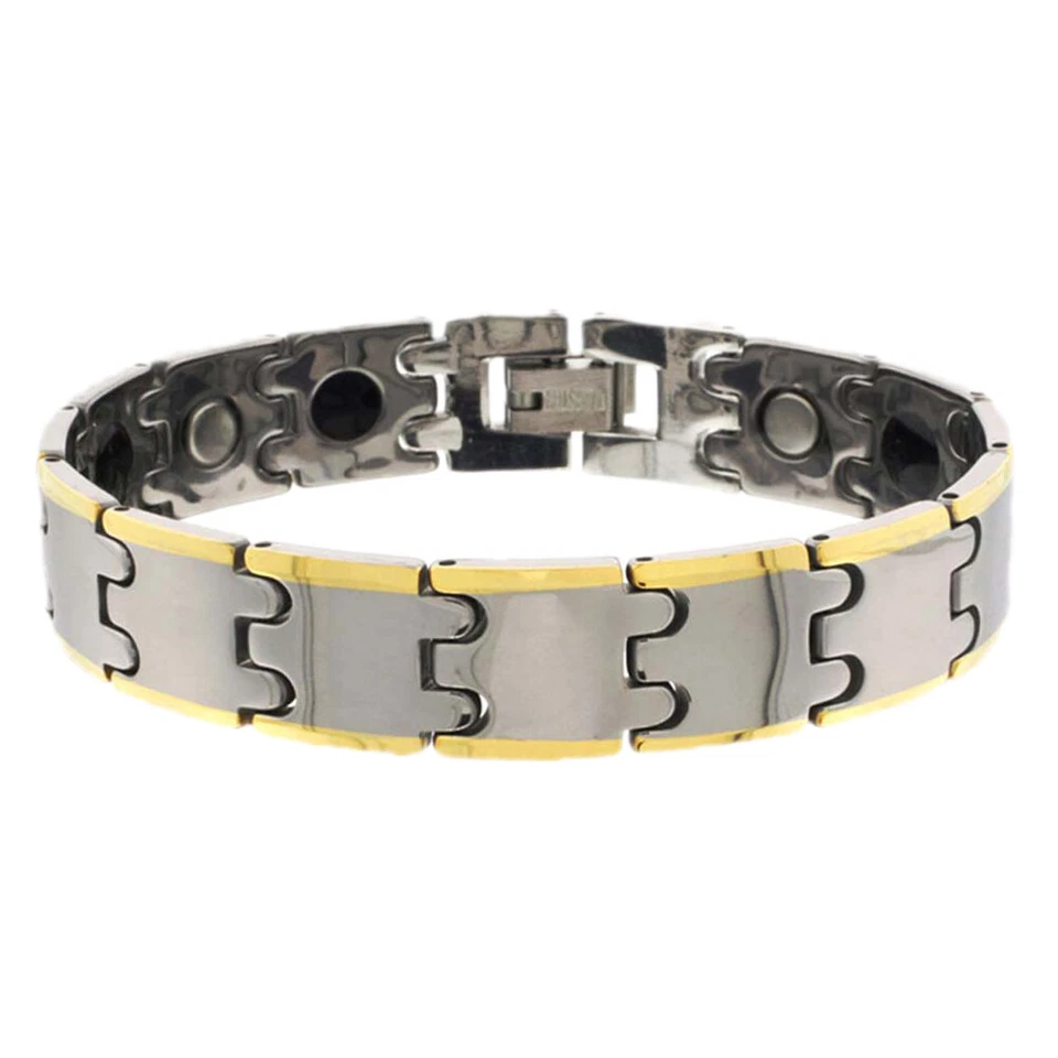Pulsera magnética de eslabones de barra con bordes de carburo de tungsteno de 12,5 mm para hombre y mujer Foto 1 de 1