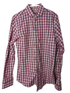 Express Slim Fit Pink Blue Plaid Button Up - Picture 1 of 4