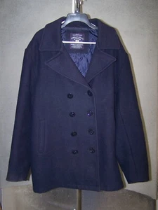 JORDAN CRAIG Pea Coat Adult 2XL XXL Black Thick Wool Blend Long Sleeve Cold Mens - Picture 1 of 11