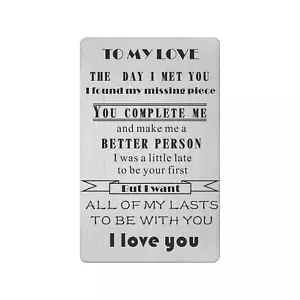 Husband Birthday Gift Laser Engraved Wallet Card Groom Gifts from Bride on We... - Picture 1 of 5