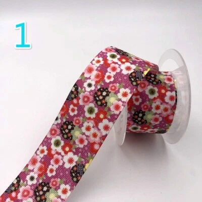 50 Yards Japanese Floral Print Ribbon DIY Hair Design Sewing Edge Trimming Craft - Image 1 of 4