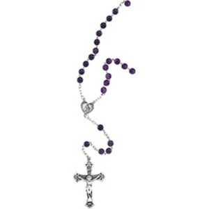 Sterling Silver Amethyst Beads Rosary Necklace Catholic - Picture 1 of 1