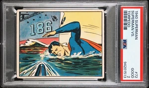 1940 SUPERMAN VS. TORPEDO HIGH NUMBER CARD #72 PSA 2 GOOD GUM INC. CENTERED! - Picture 1 of 2