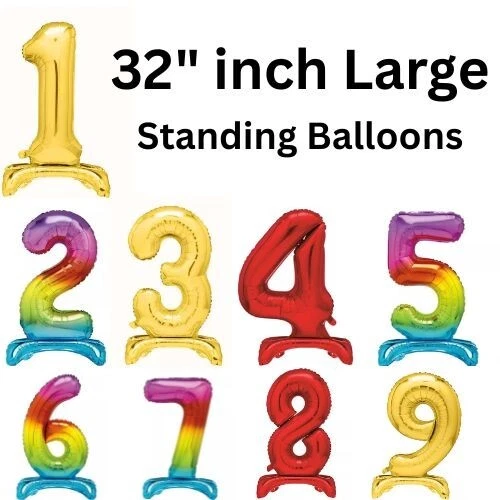 INFLATE DECORATE LTD. 32 inch Standing Number Air Fill Foil Balloons -Birthday Age 0 1 2 3 4 5 6 7 8 9