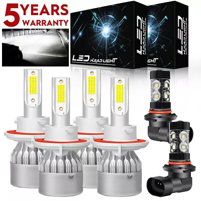 For 2005-2019 Ford F250 F350 F450 LED Headlight Fog Light Bulbs Kit 6000K White - Image 1 of 4