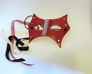 Red Leather Handmade Renaissance Masquerade Renaissance Cosplay Mask - Picture 1 of 7