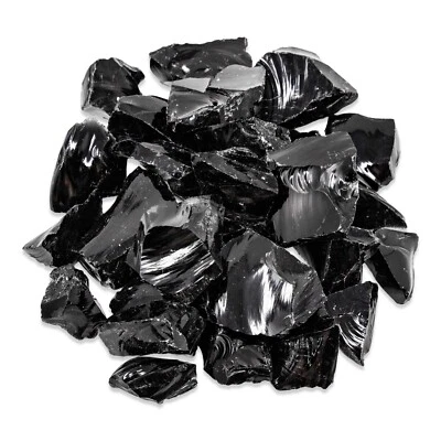 Rough Black Obsidian Crystals Stone Chunks Bulk Raw Natural Healing Gemstones - Image 1 of 4