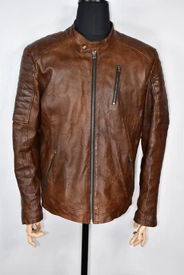 Jack & Jones Jprrichard  Lamb Leather Brown Biker Jacket size XL - Image 1 of 4