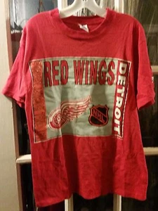Vtg 90s Detroit Red Wings Logo 7 T-Shirt Adult M Hockeytown Playoffs Zetterberg - Picture 1 of 5