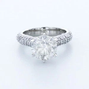 5.63ctw F SI3 Round Cut Natural Certified Diamonds White Gold Side Stone Ring - Picture 1 of 23